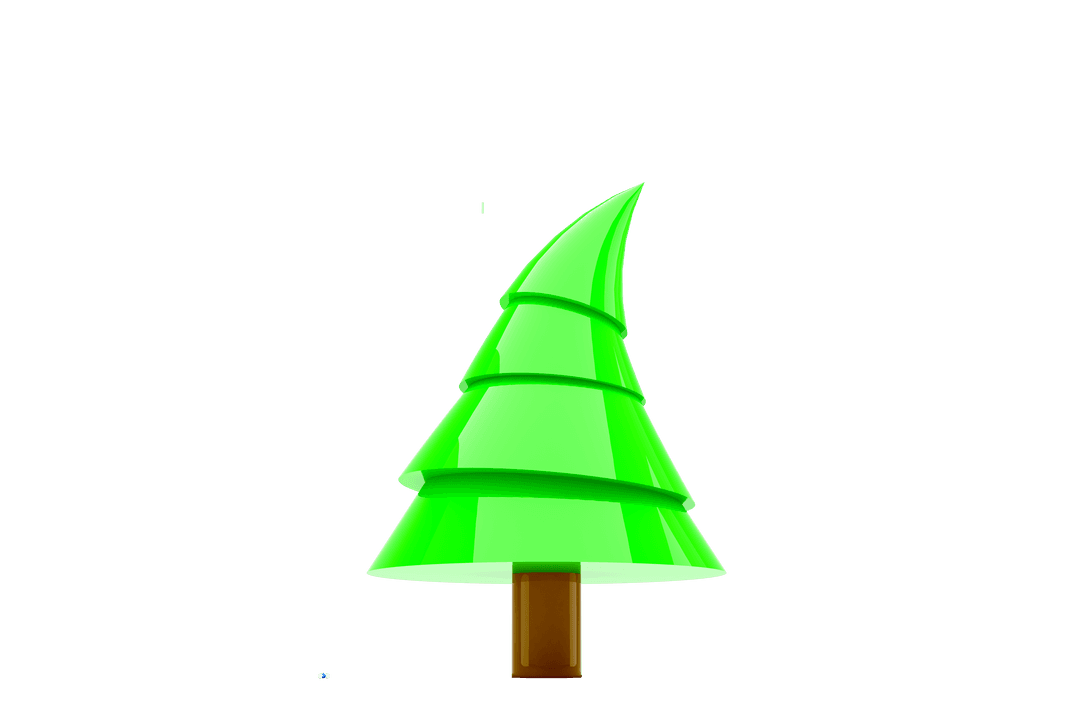 Green Fir Tree Card Illustration with Transparent Background