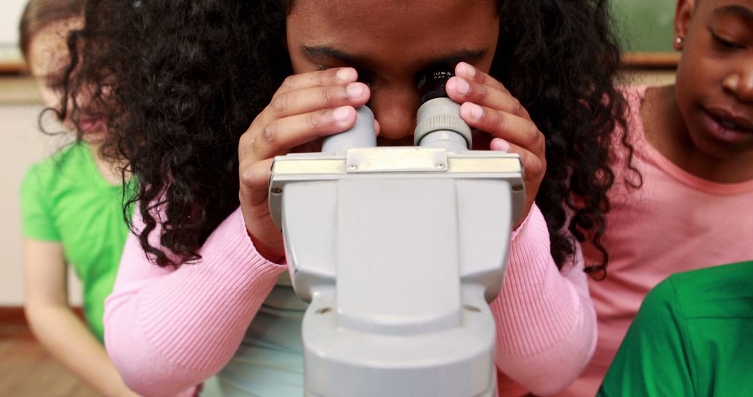 Curious Children Observing Through Microscope in Classroom - Free Images, Stock Photos and Pictures on Pikwizard.com