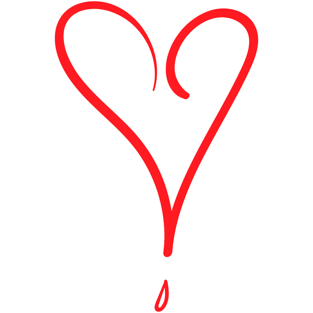 Elegant Red Heart Illustration with Droplet on Transparent Background