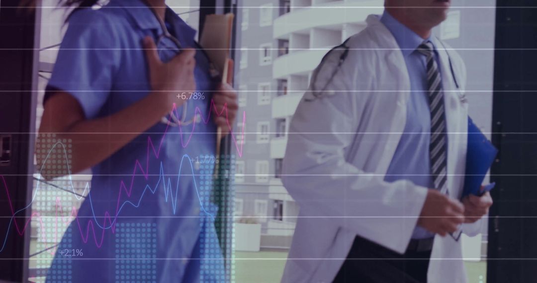 Healthcare Professionals and Data Analysis Overlay