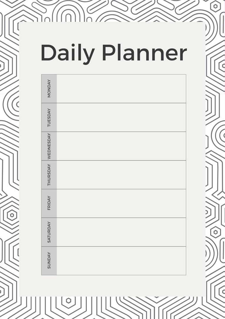 Weekly Daily Planner with Geometric Abstract Line Design - Download Free Stock Templates Pikwizard.com