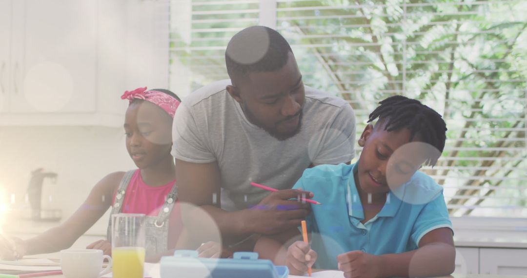 Father and Children Enjoying Quality Time in Kitchen
