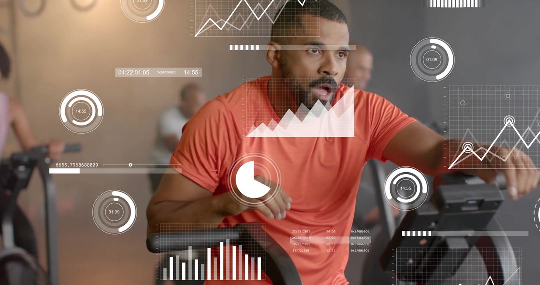 Diverse People Exercising with Futuristic Fitness Technology