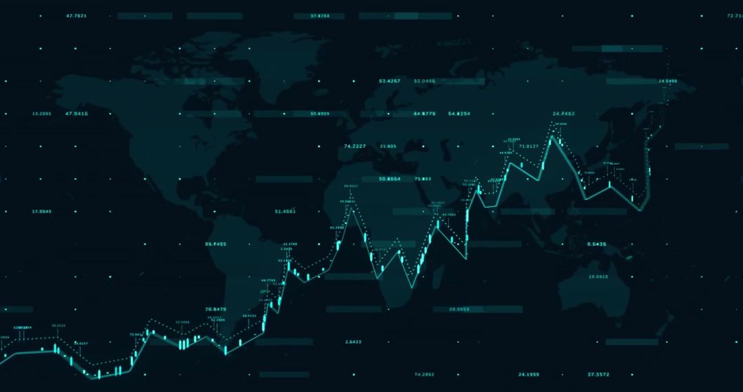 Global Financial Data with Digital Graph on World Map