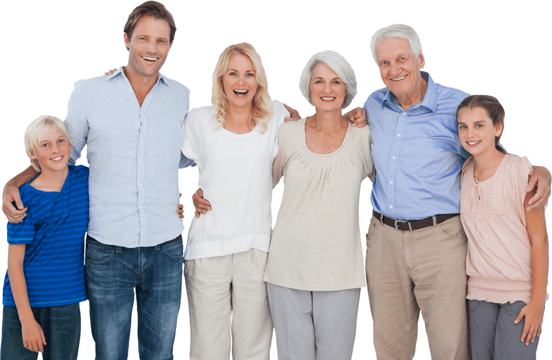 Transparent Multi-Generation Family Smiling Together