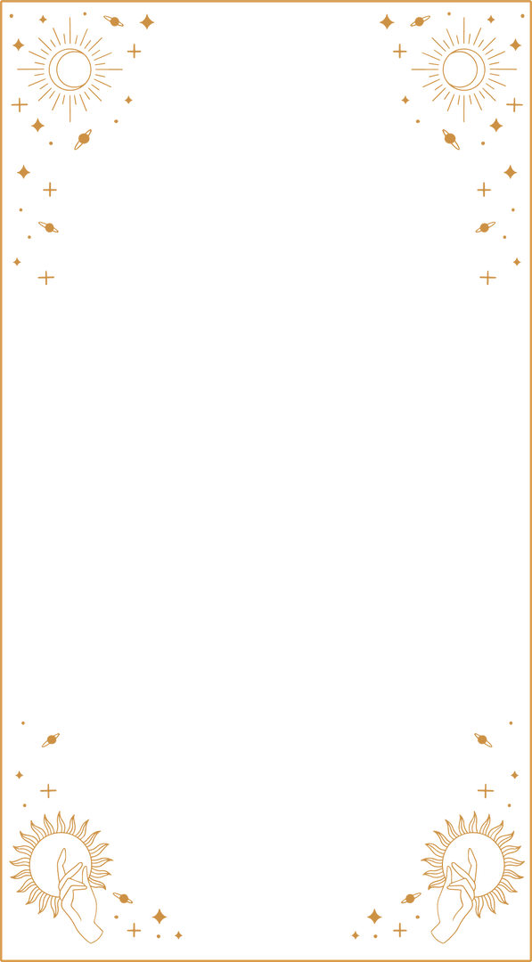 Ornate Celestial Border with Sun and Stars on Transparent Background