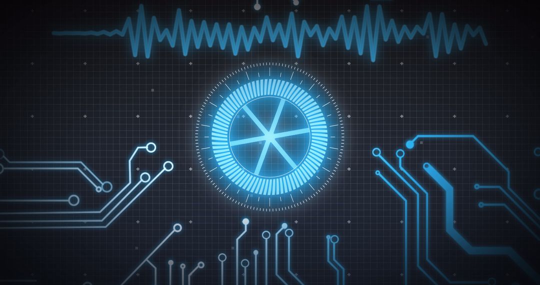 Futuristic Digital Data Processing Interface with Grid