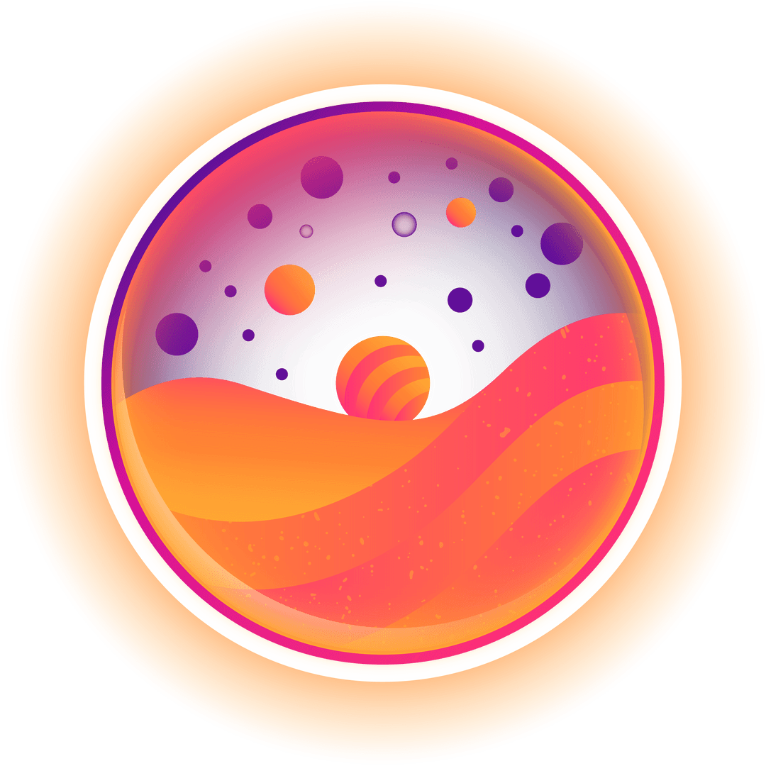 Vibrant Cosmic Landscape with Celestial Orbs, Transparent Scene