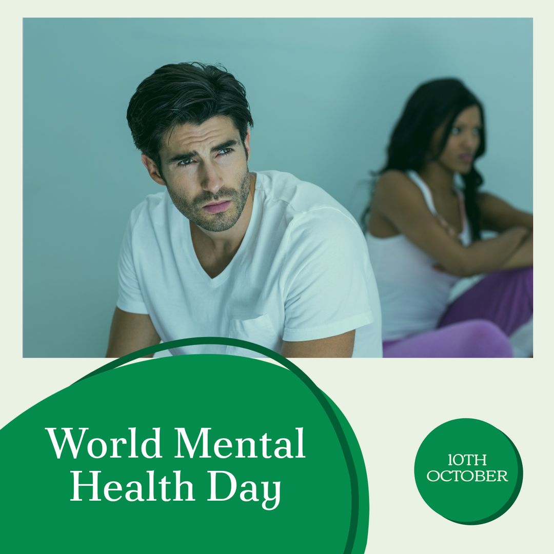 World Mental Health Day Awareness with Contemplative Couple