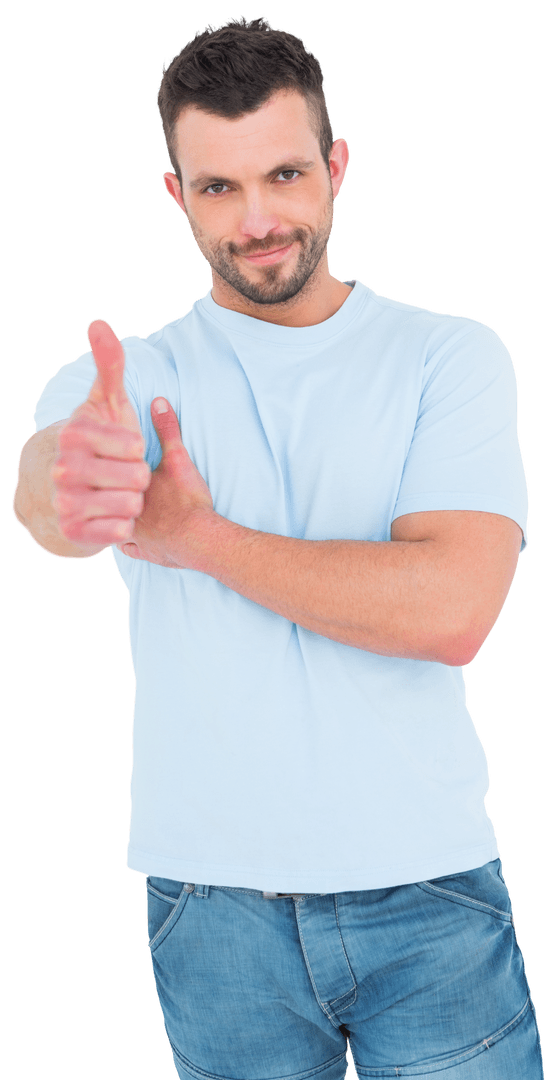 Transparent Smiling Man Giving Thumbs Up Gesture