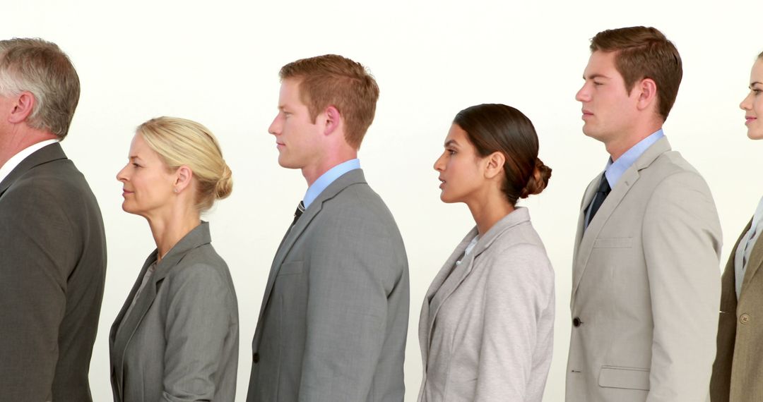 Diverse Team in Business Attire Emphasizing Corporate Hierarchy