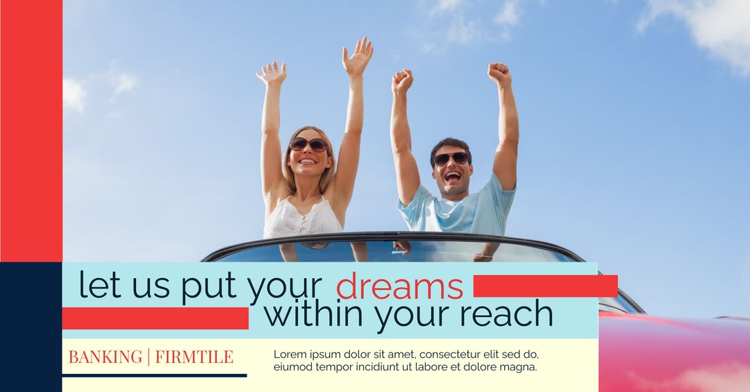 Joyful Couple Celebrating in Convertible for Financial Freedom