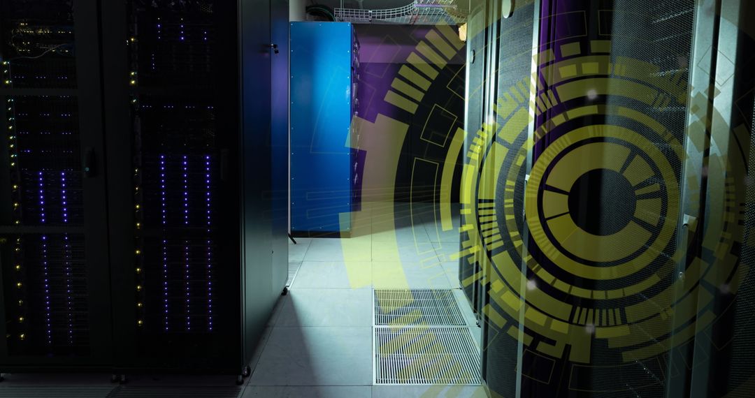 Futuristic Technology Interface in High-Tech Server Room