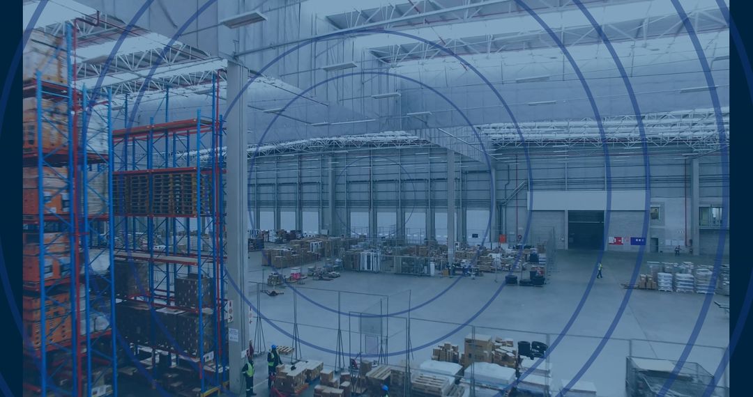 Logistics Team Organizing Cargo and Inventory in Spacious Warehouse