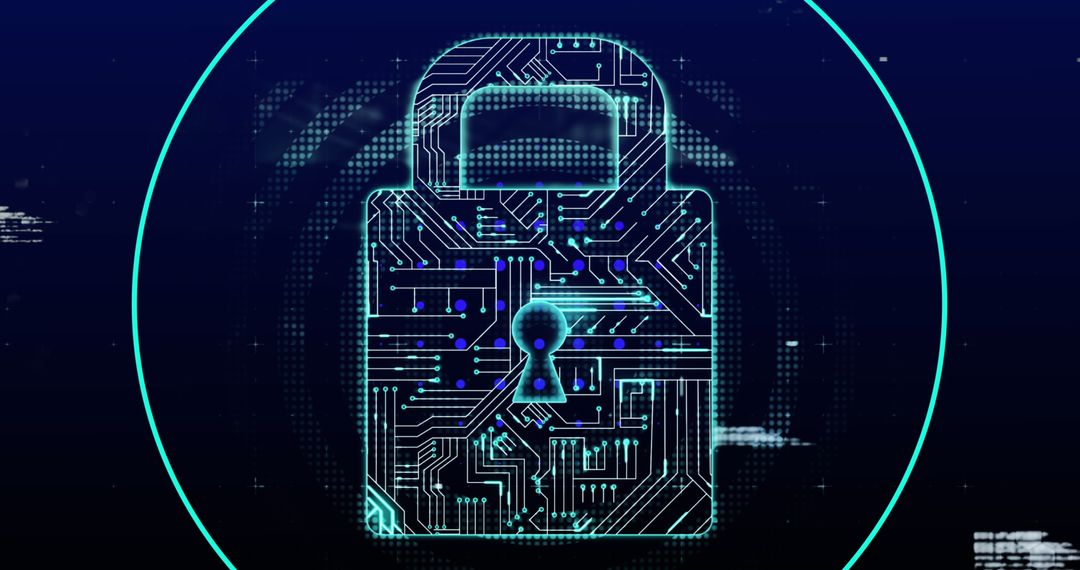 Digital Cybersecurity Padlock with Circuit Board Design