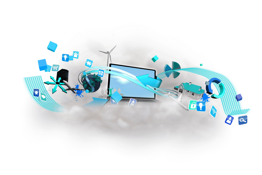 Abstract Digital Network Cloud on Transparent Background