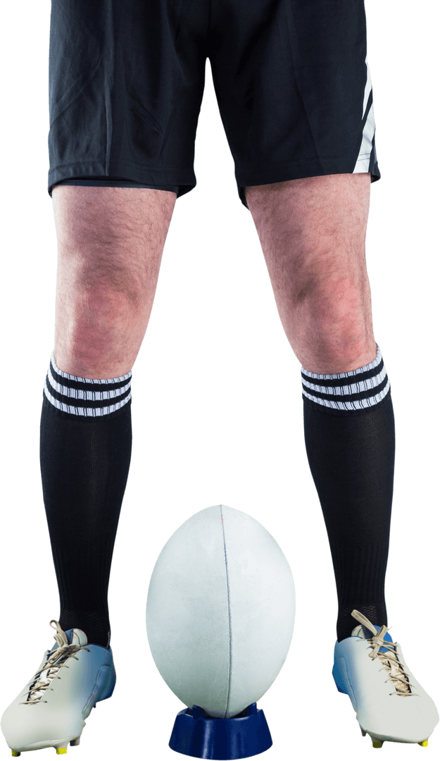 Transparent Rugby Drop Kick Ready Position with Player and Ball