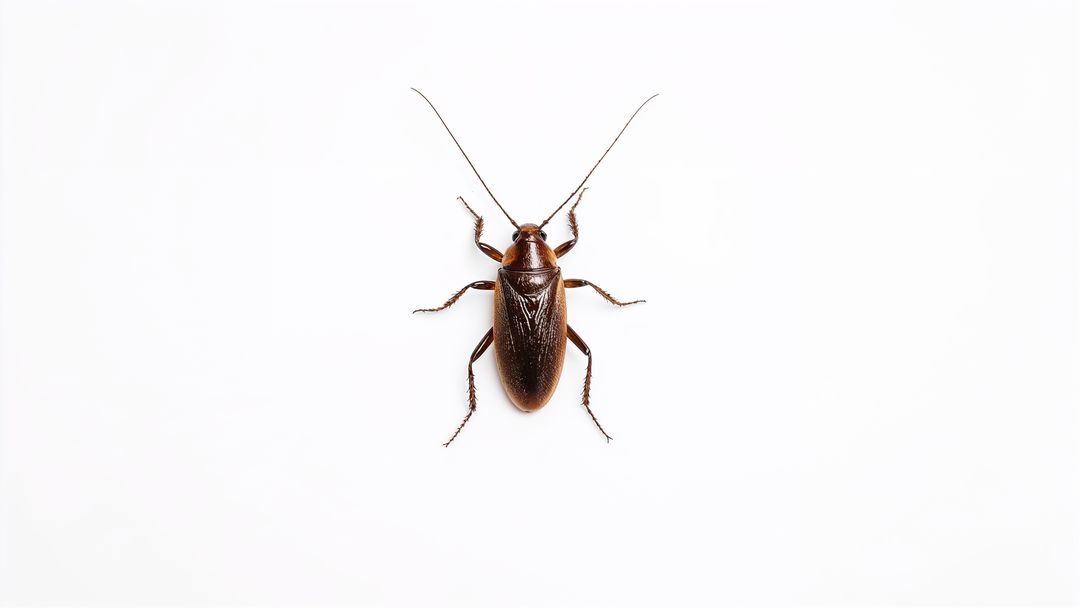 Close-up of a Brown Cockroach on White Background
