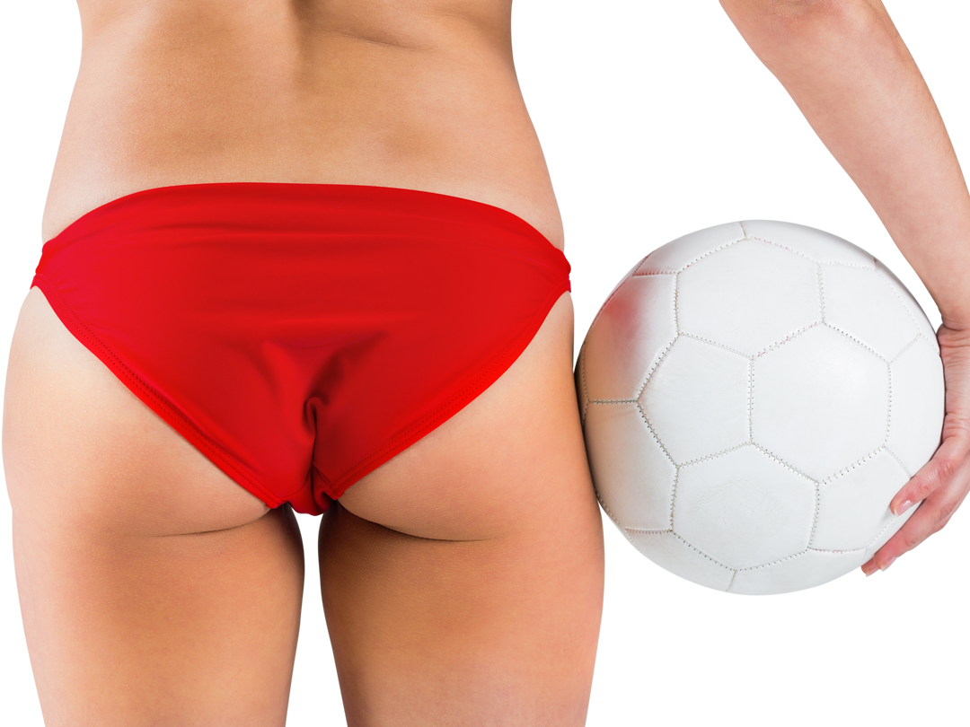 Fit Girl Holding Football in Red Bikini on White Transparent Background - Download Free Stock Images Pikwizard.com