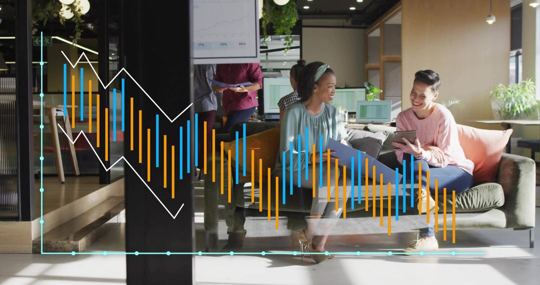 Collaborative Teamwork in Modern Open-Plan Office Lounge