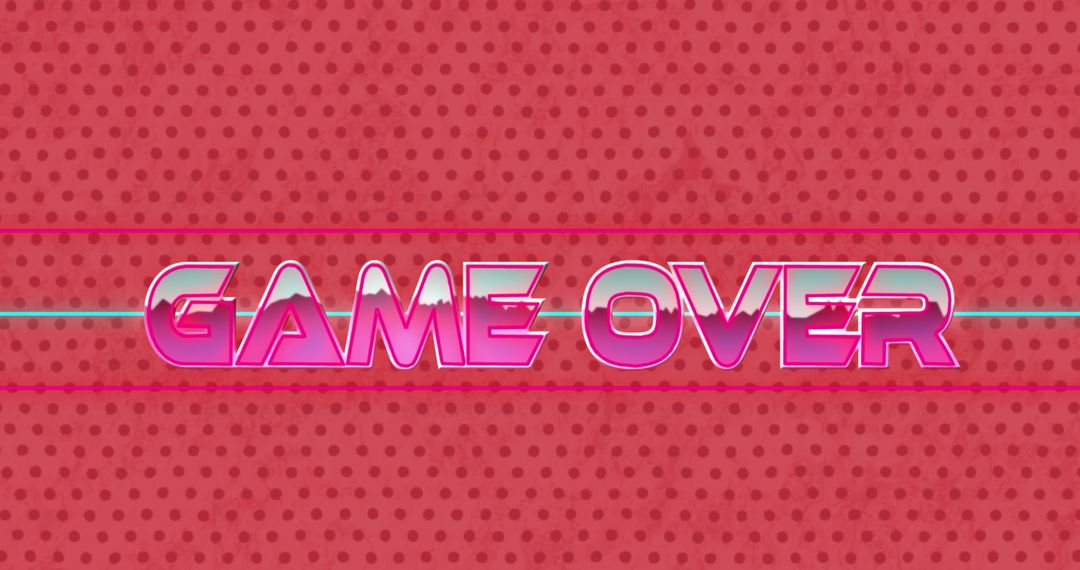 Retro Flickering Game Over Text on Red Dotted Background