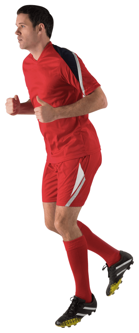 Transparent Football Player in Red Kit Running