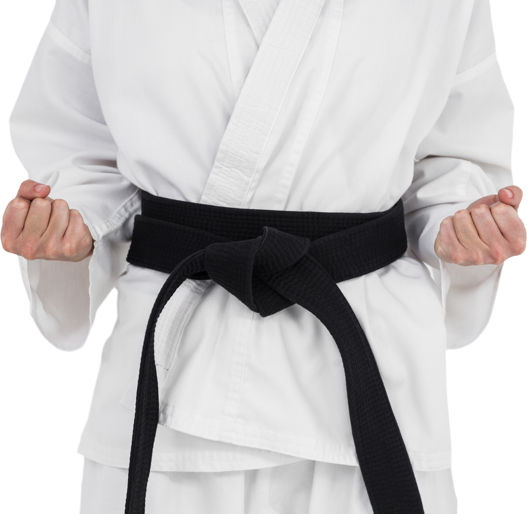 Confident Female Martial Artist with Black Belt on Transparent Background - Download Free Stock Images Pikwizard.com