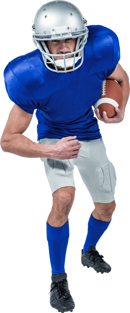 Transparent American Football Player Running with Ball Full Length