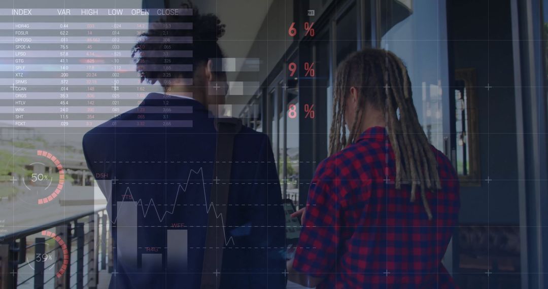 Diverse Business Professionals Analyzing Financial Data Outdoors