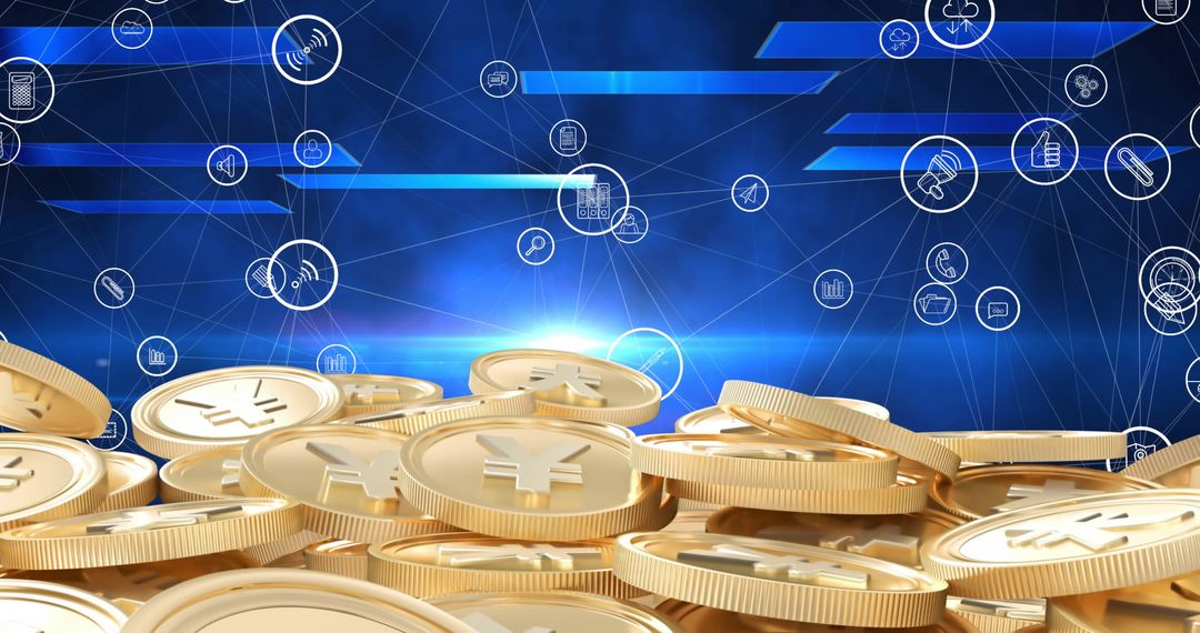 Digital Transformation with Yen Currency and Icons