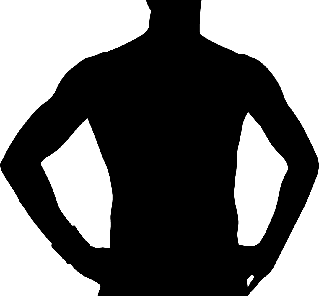 Male Silhouette with Hands on Waist on Transparent Background