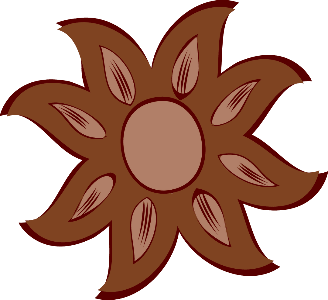 Hand Drawn Abstract Sun Design on Transparent Background