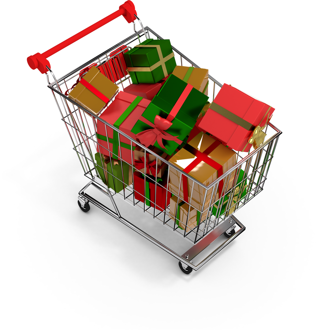 Transparent Shopping Cart Filled with Festive Christmas Gift Boxes - Download Free Stock Images Pikwizard.com