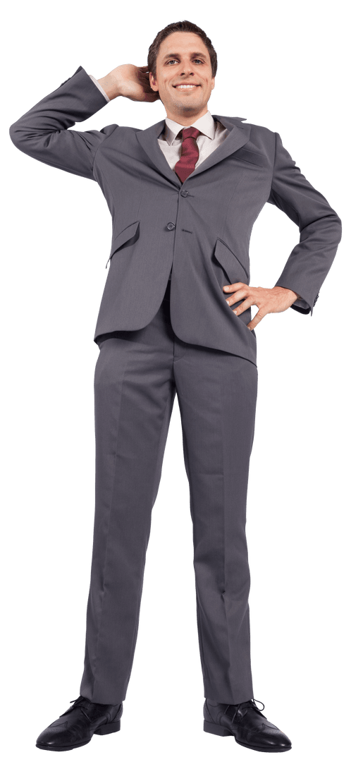 Confident Caucasian Businessman Posing on Transparent Background