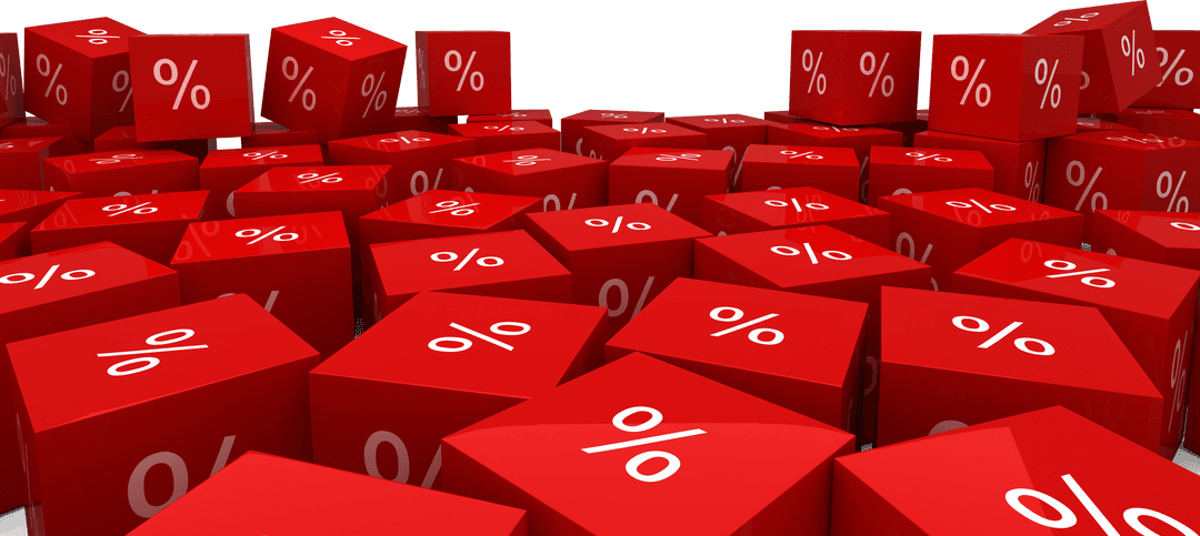 Percentage Symbols on Red Blocks, Transparent Background Illustration