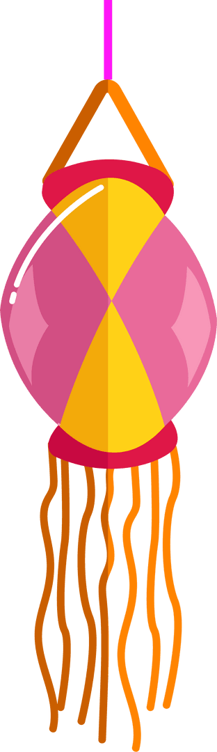 Vibrant Transparent Lantern with Orange Tassels for Festive Celebrations