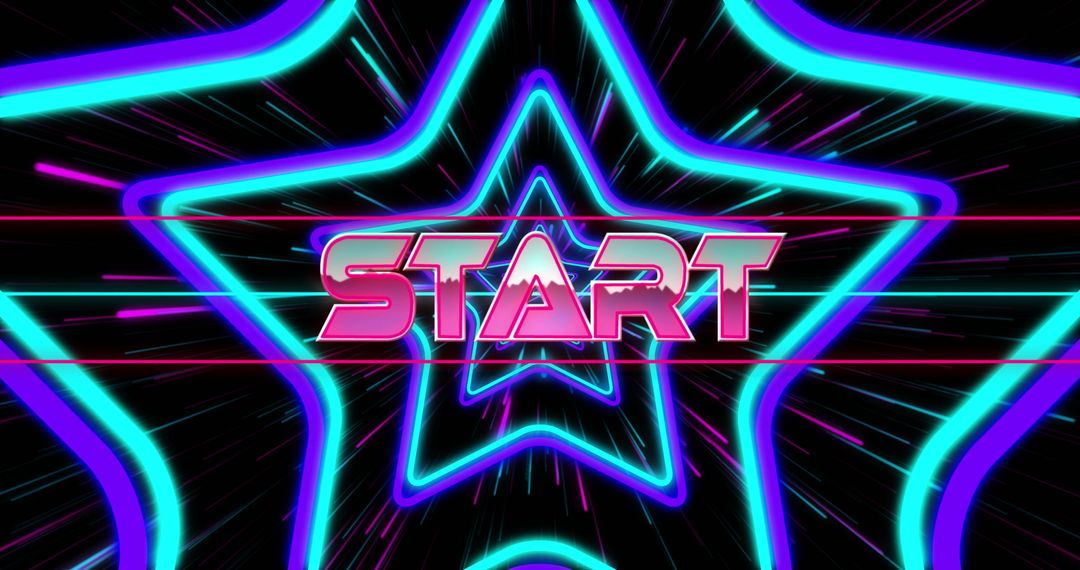 Futuristic Neon Starburst Visual with Start Text and Motion Effect