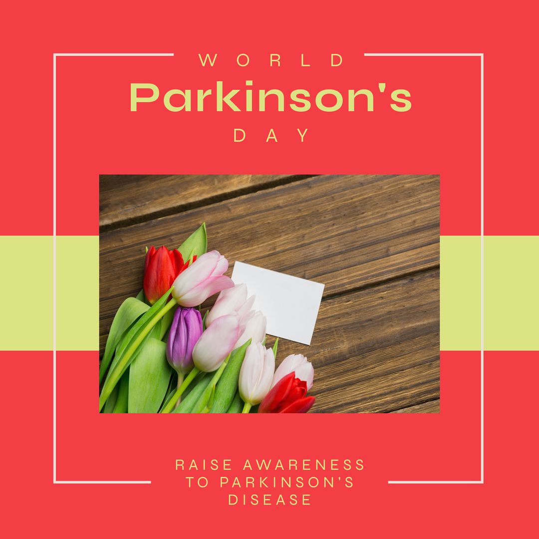 World Parkinson's Day Card with Colorful Tulips