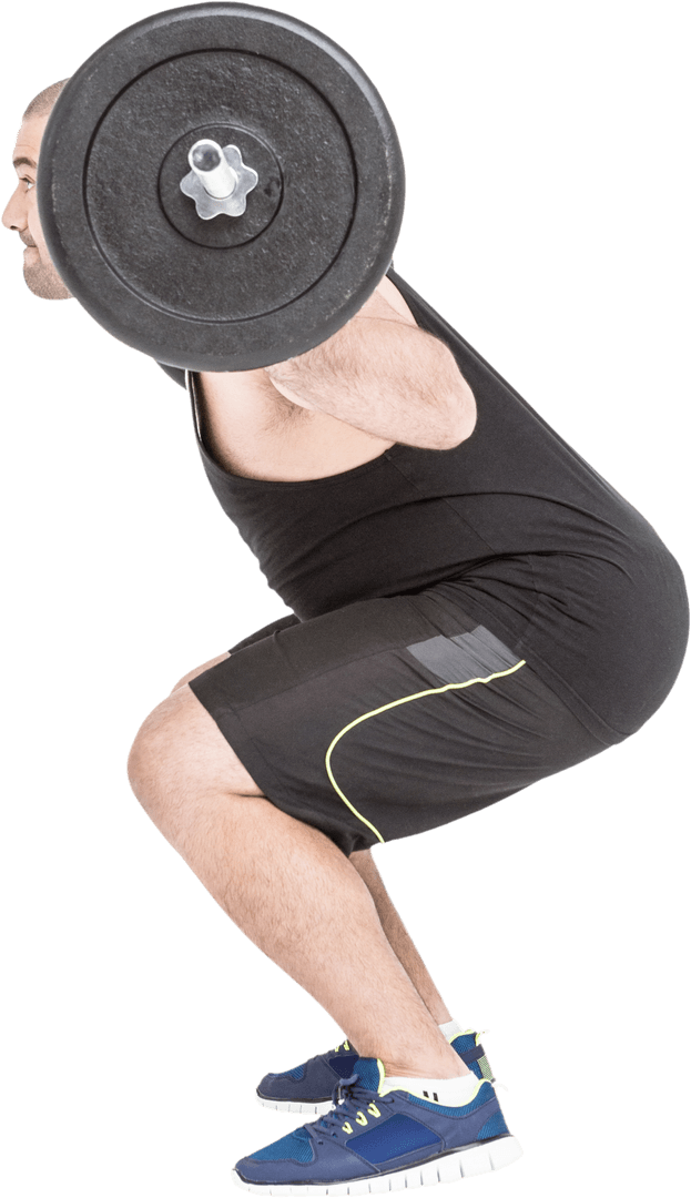 Transparent Bodybuilder Performing Squat with Barbell