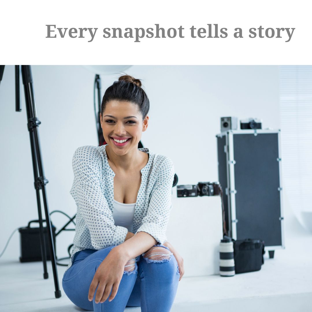Smiling Photographer in Modern Studio Setting