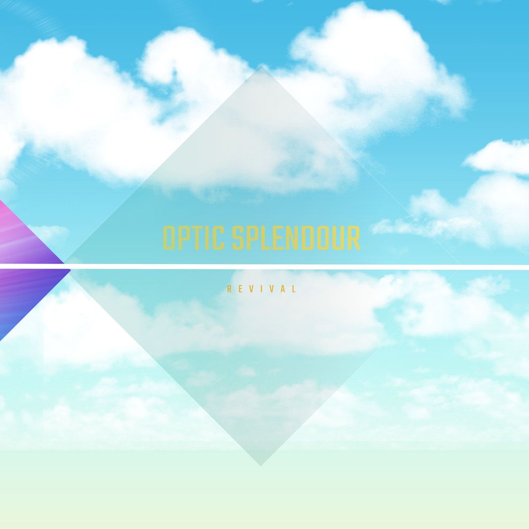 Digital Album Cover Art with Geometric Clouds Design