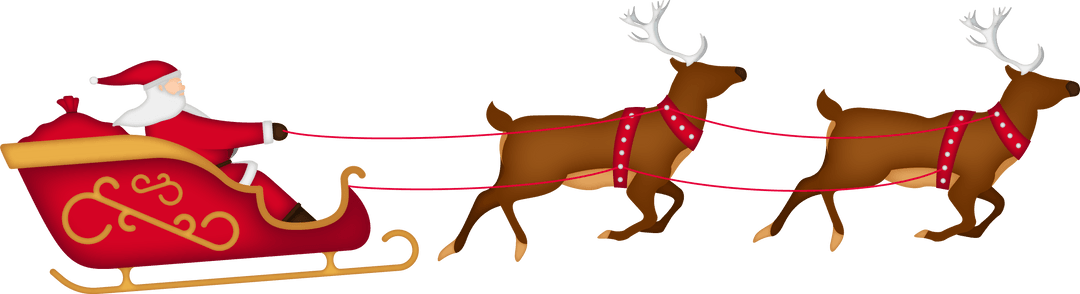 Transparent Santa Claus Riding Sleigh with Reindeer Illustration