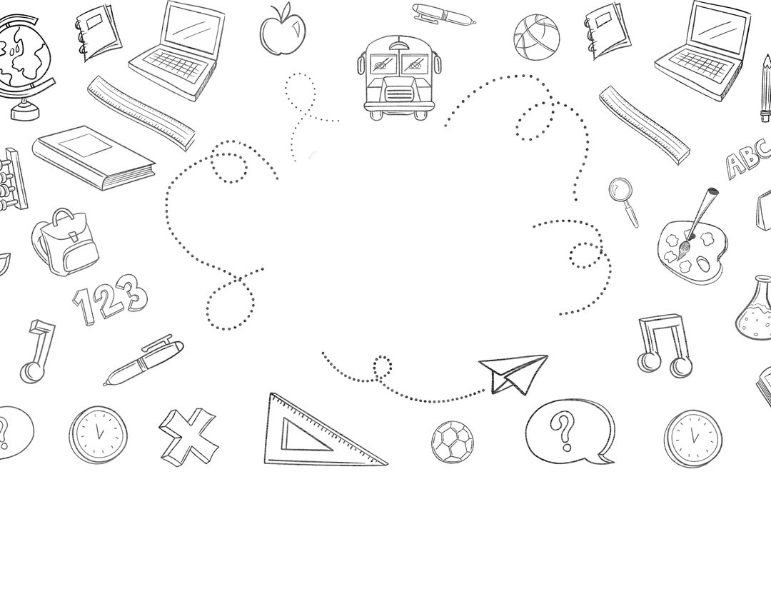 Educational School Tools on Transparent Background Mockup