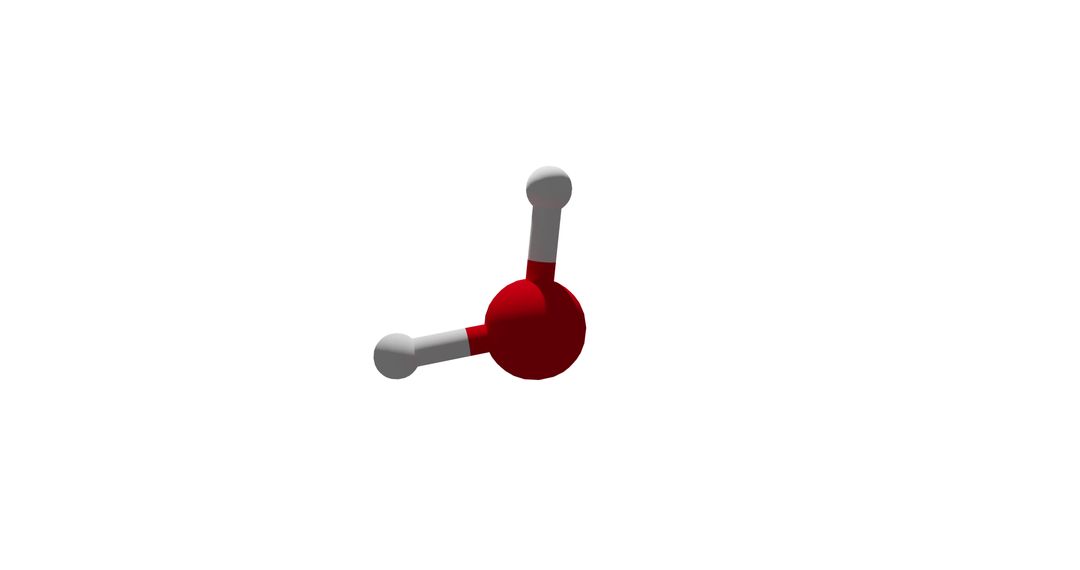 3D Rotating Water Molecule on White Background