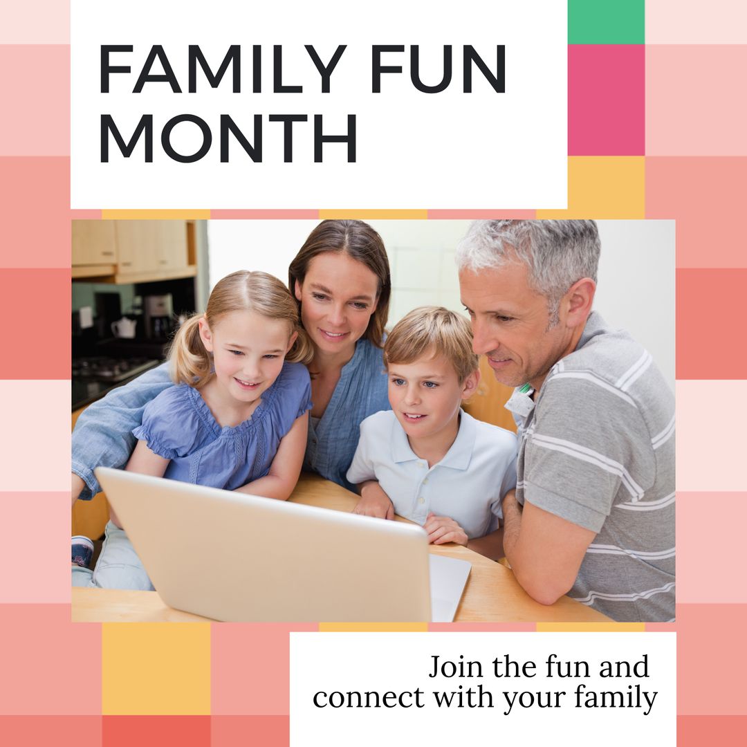 Happy Family Enjoying Together Time with Laptop