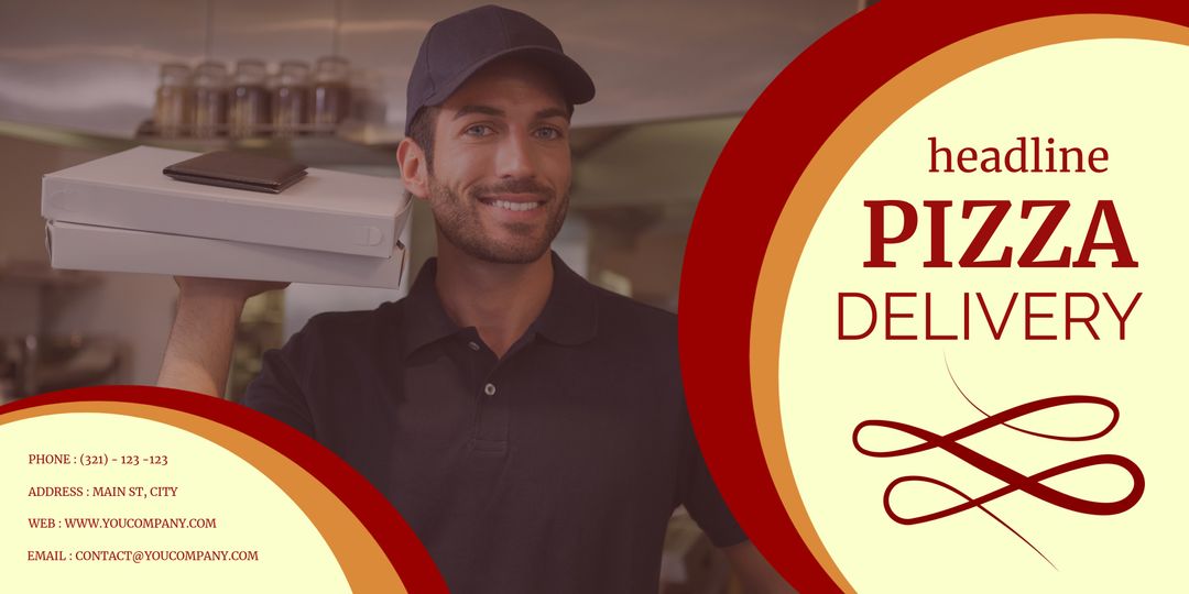 Smiling Pizza Delivery Man Promotes Fast Food Delivery Service
