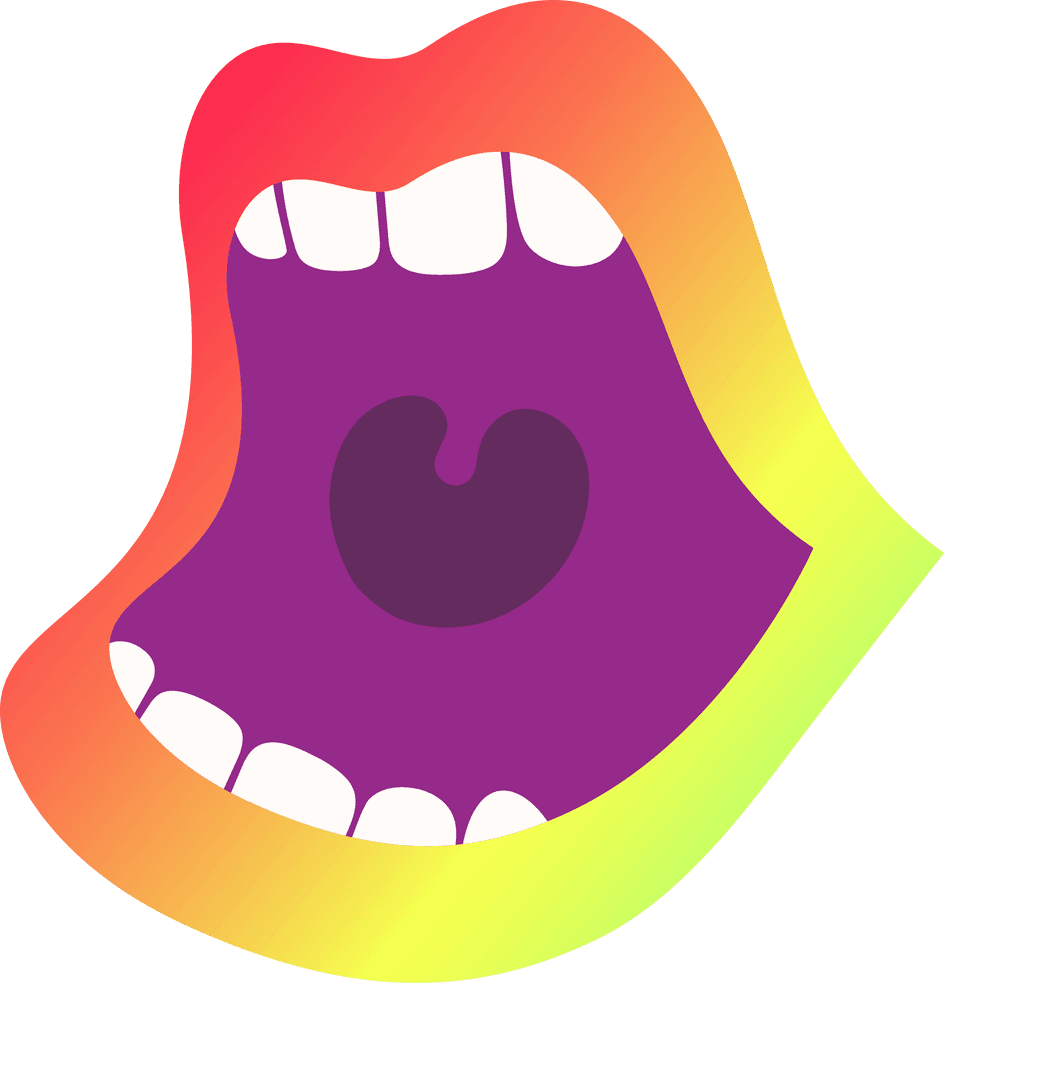 Bold Mouth Design with Gradient Lip and White Teeth on Transparent Background