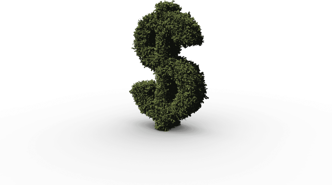 Transparent Green Foliage Dollar Sign Growth Concept