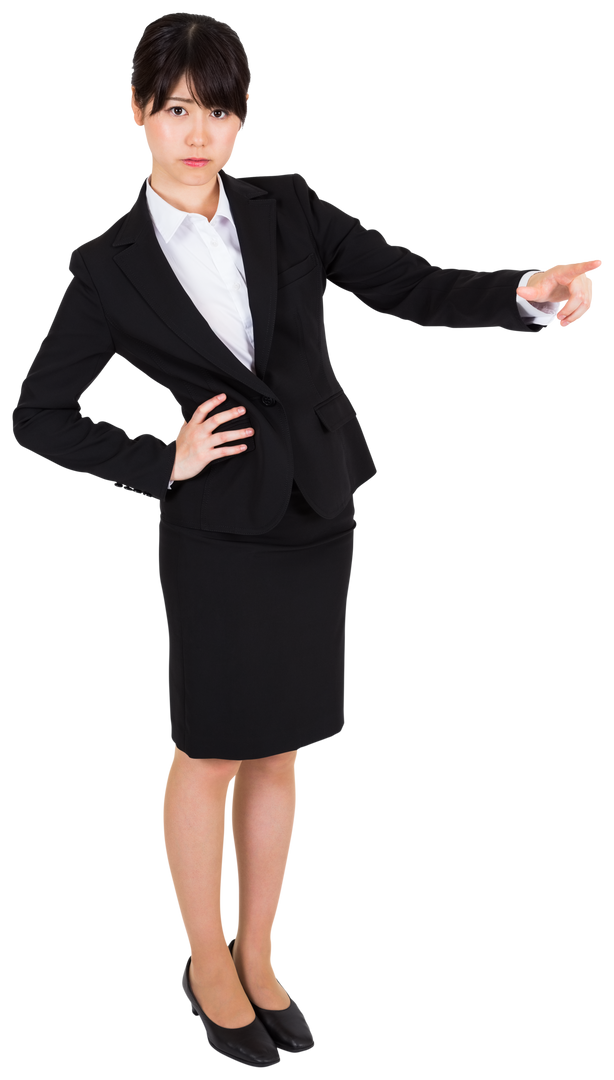 Focused Businesswoman in Suit Pointing on Transparent Background - Download Free Stock Images Pikwizard.com