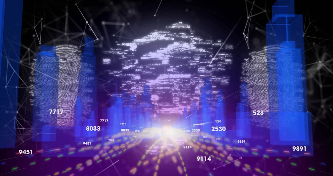 Translucent Data Bars in Cyberspace Illustrating Future Technology